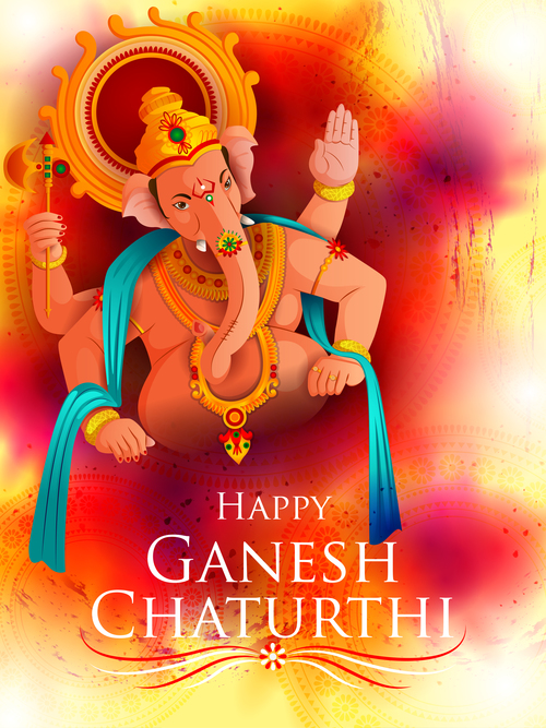 Happy Ganesh Chaturthi festival vector design 04