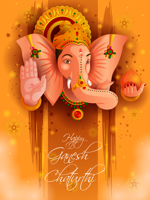 Happy Ganesh Chaturthi festival vector design 05