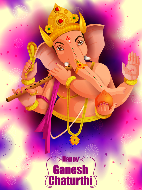 Happy Ganesh Chaturthi festival vector design 06