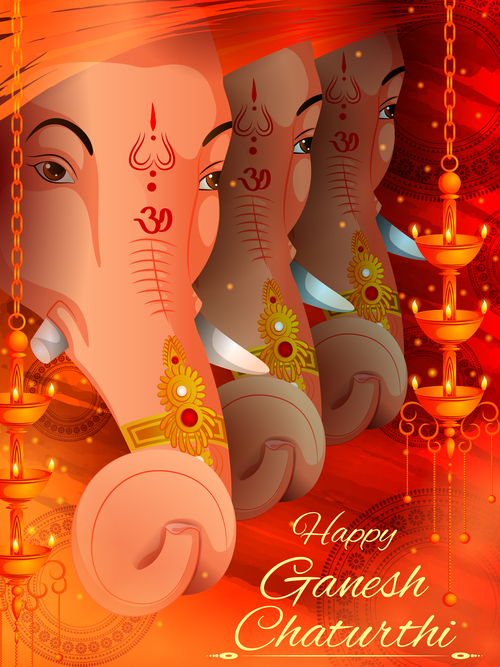 Happy Ganesh Chaturthi festival vector design 07