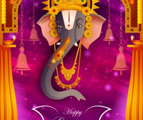 Happy Ganesh Chaturthi festival vector design 09