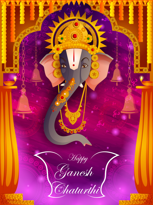 Happy Ganesh Chaturthi festival vector design 09