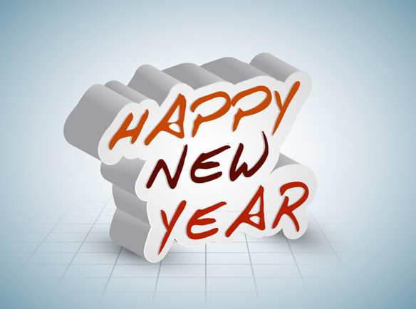 Happy New Year 3D background vector set