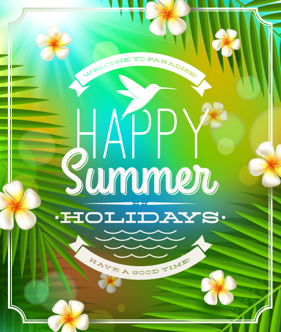 Happy Summer holiday backgrounds 3 vector material