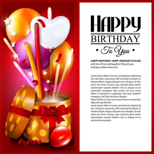 Happy birthday card with gift boxs design vector 03