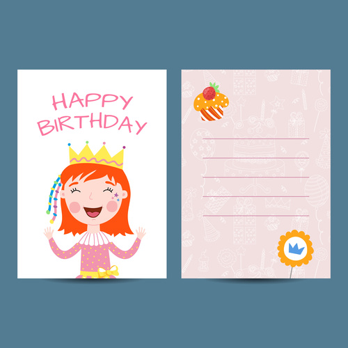 Happy birthday greenting card cartoon styles vector 04