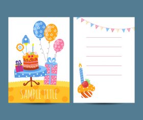 Happy birthday greenting card cartoon styles vector 06