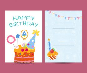 Cartoon birthday card template vector free download