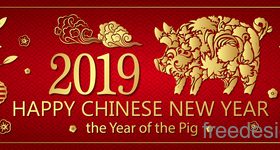 Happy chinese new year 2019 banners vector 01