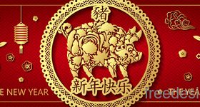 Happy chinese new year 2019 banners vector 02