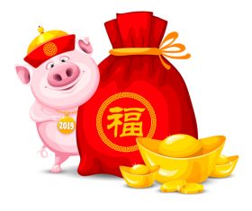 Happy chinese new year of the pig year design vector 02