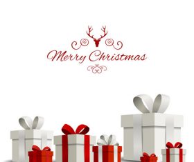 Happy christmas gift card with white background vector 02