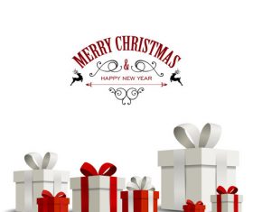 Happy christmas gift card with white background vector 03