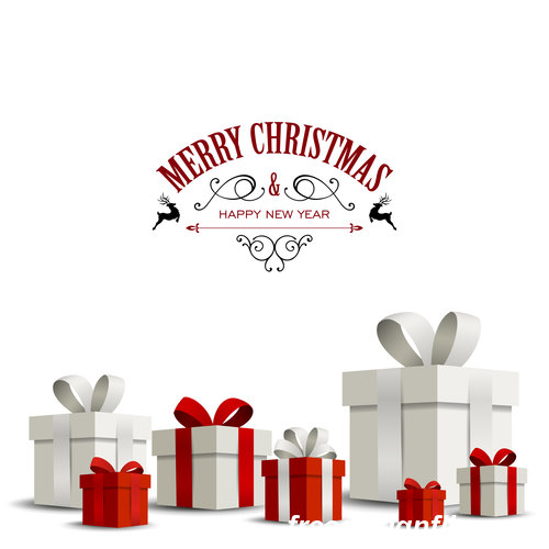 Happy christmas gift card with white background vector 03