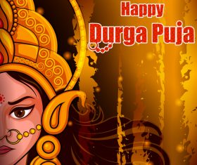 Happy durga puja festival background vectors design 01
