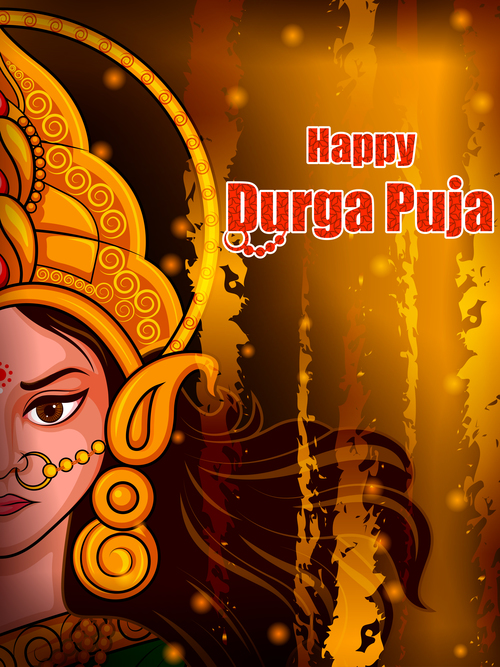 Happy durga puja festival background vectors design 01