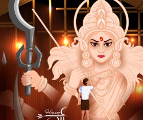 Happy durga puja festival background vectors design 03