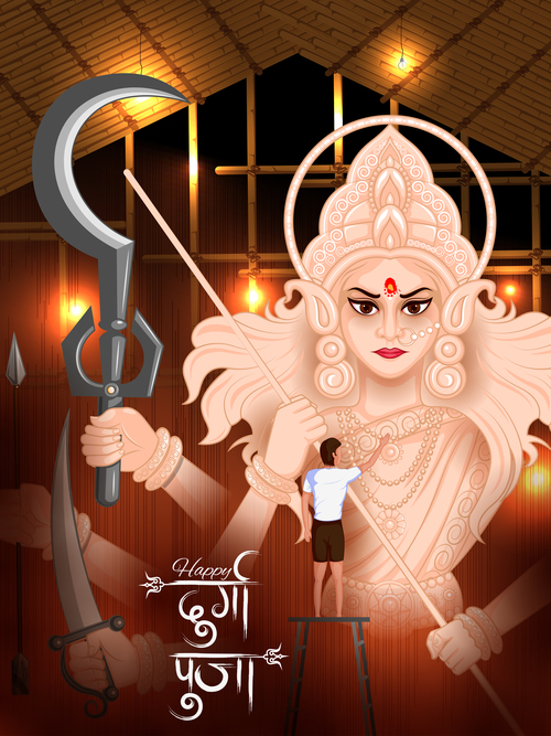 Happy durga puja festival background vectors design 03 free download