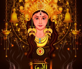Happy durga puja festival background vectors design 06