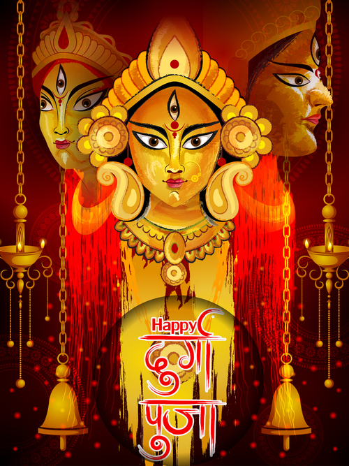 Happy durga puja festival background vectors design 09 free download
