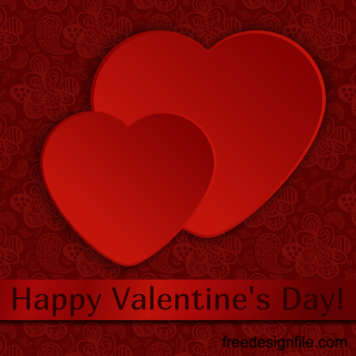 Happy valentine day card dark red styles vector