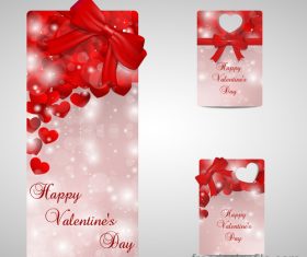 Happy valentine day card template with red bows vector
