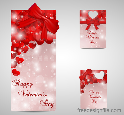 Happy valentine day card template with red bows vector