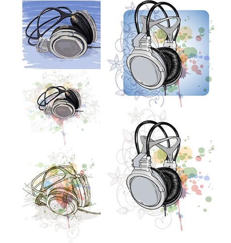 Headset design elements vectors