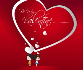 Heart valentine day card with kids vectors
