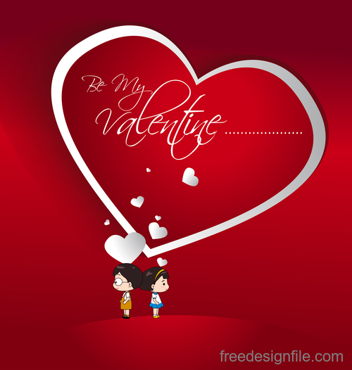 Heart valentine day card with kids vectors
