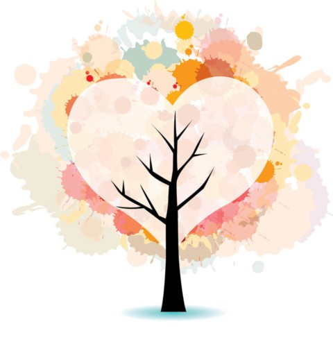 Heart with tree vector