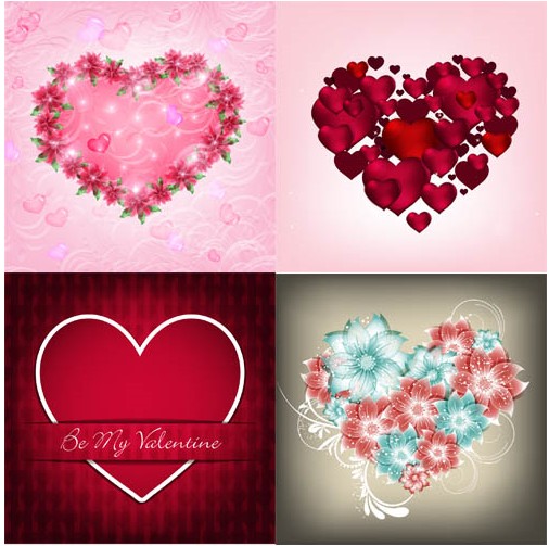 Hearts Backgrounds Set 4 vectors graphics