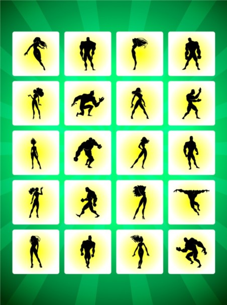 Heroes Silhouettes vector material