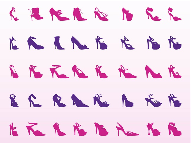 High Heel Shoes art set vector