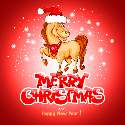 Horse christmas background vector