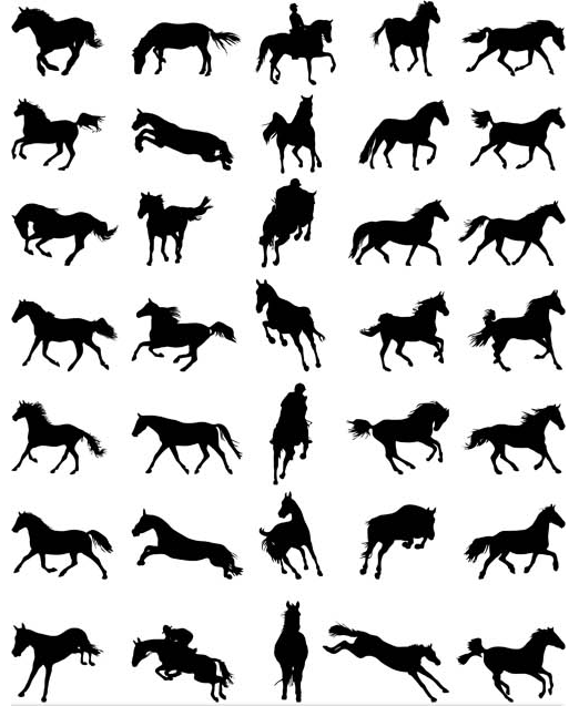 Horses Silhouettes Set 2 vector set