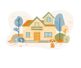 House puppy hand drawn vector