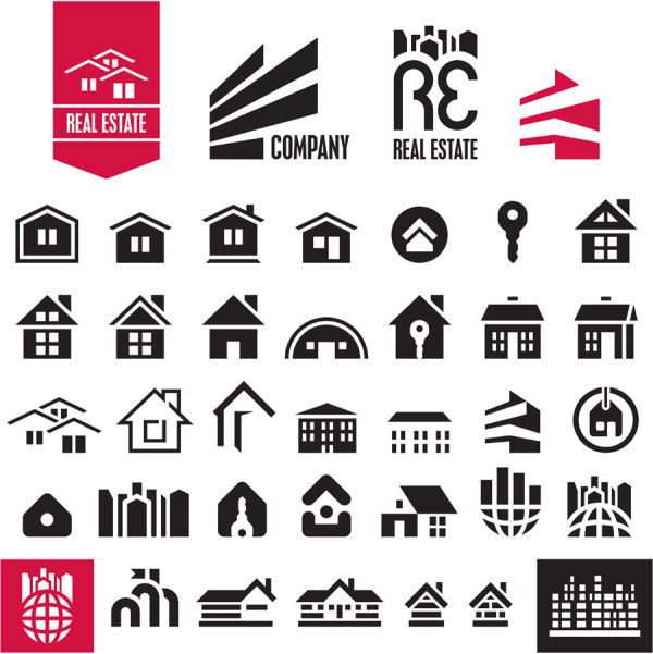 Houses Black icons vector graphics