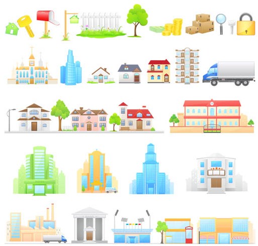 Houses graphic shiny vector