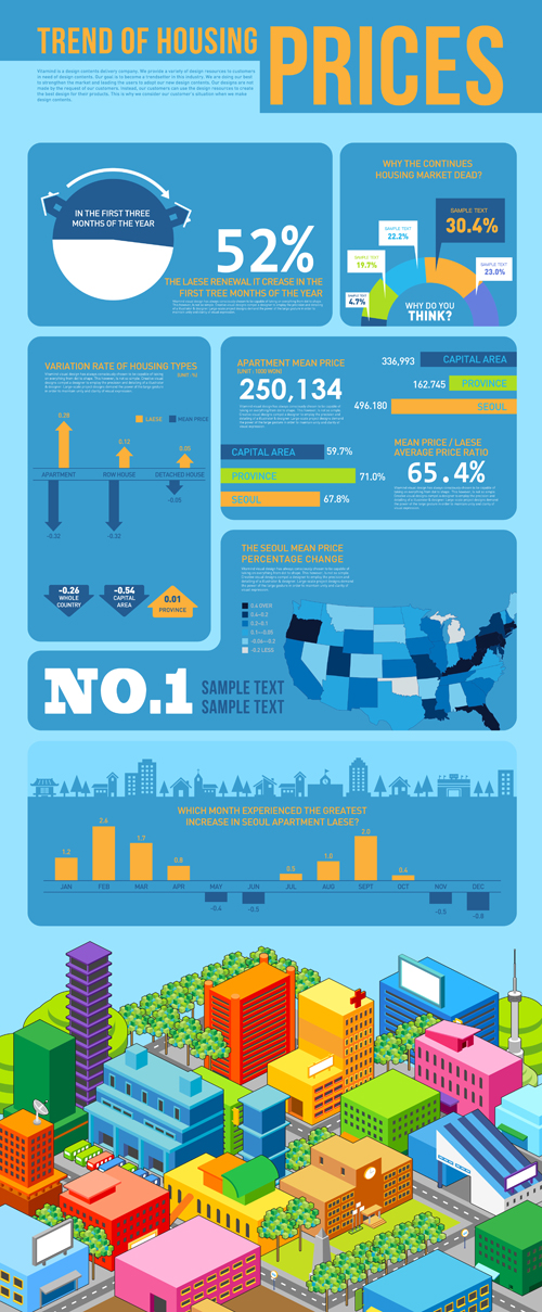 Housing prices infographic 2 set vector