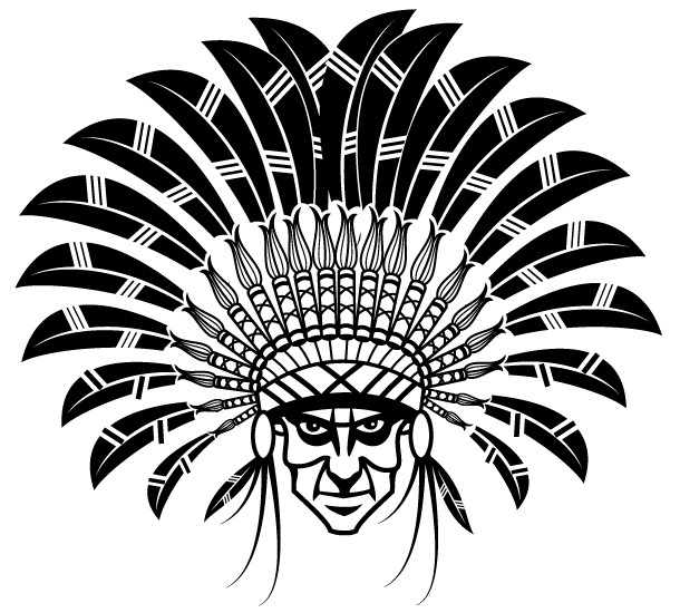 Indian Chief Wearing Headdress Art vector