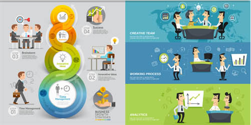 Infographics with People vectors material