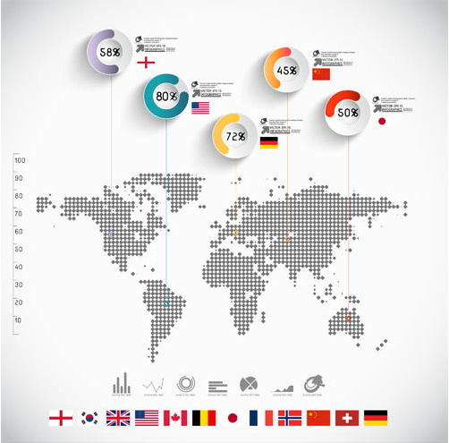 Infographics with World Map vectors