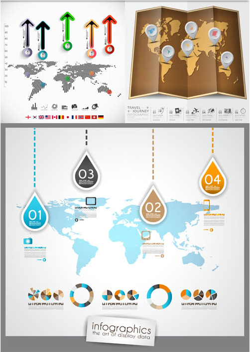Infographics with World Map 5 vectors material
