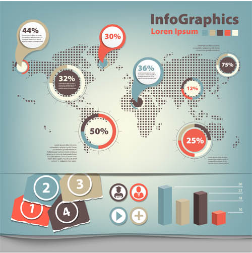 Infographics with World Map 7 vector