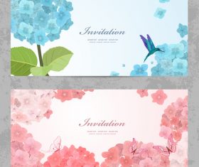 Invitation card with hydrangea vector