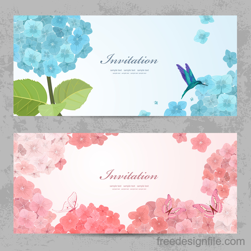 Invitation card with hydrangea vector