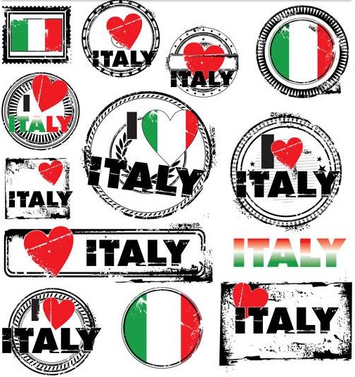 Italy Grunge Labels vector