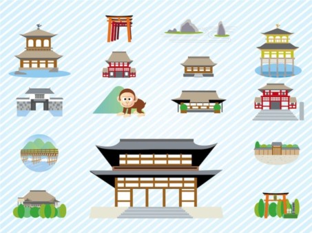 Japanese Architecture set vector