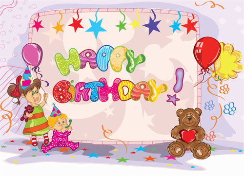 Kids happy birthday background vector free download